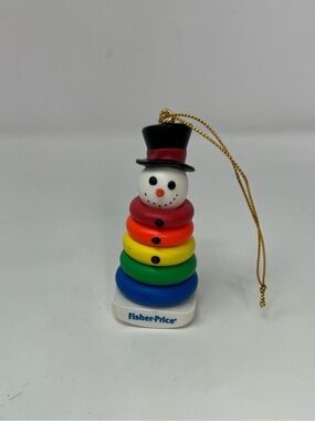 VTG 2004 Fisher Price Collectable Ornament Rock-a-Stack Snowman Toy Christmas